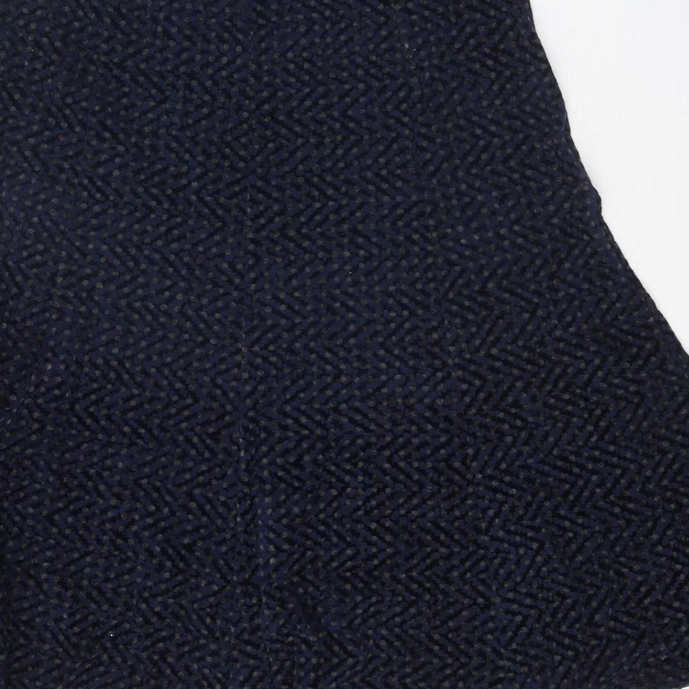 Classic Womens Blue Geometric Viscose A-Line Skirt Size 14