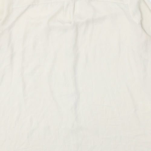 Rose & Olive Womens White Polyester Basic Button-Up Size L V-Neck