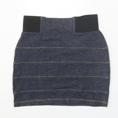 Topshop Womens Blue Striped Cotton Bandage Skirt Size 10