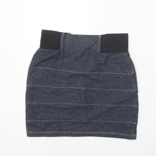 Topshop Womens Blue Striped Cotton Bandage Skirt Size 10