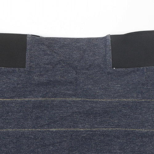 Topshop Womens Blue Striped Cotton Bandage Skirt Size 10