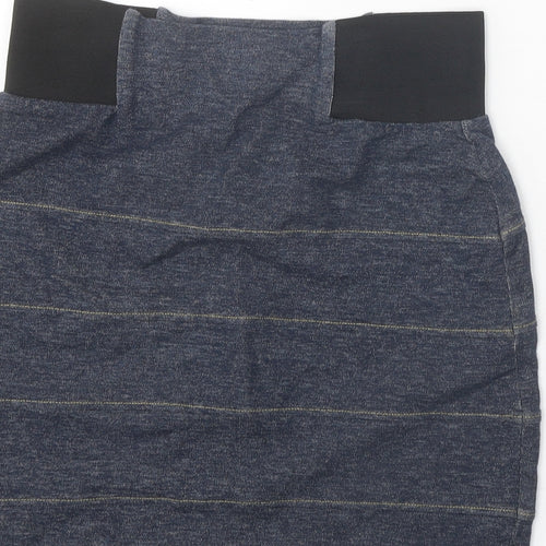 Topshop Womens Blue Striped Cotton Bandage Skirt Size 10