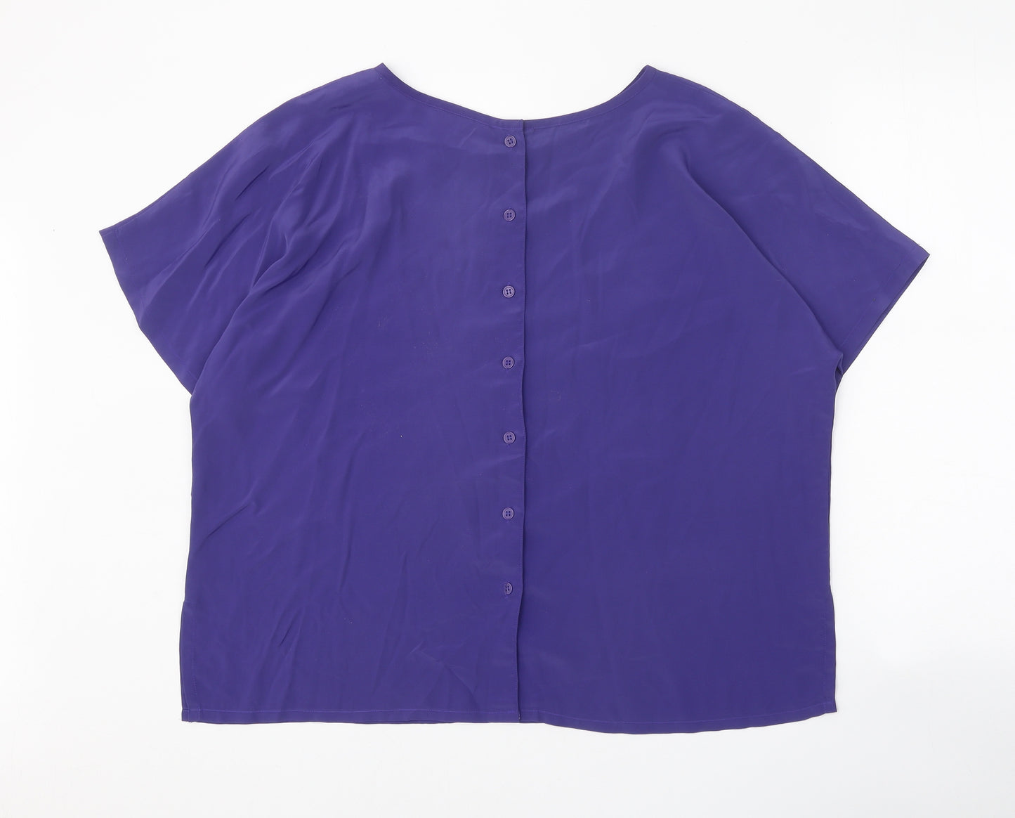 Classic Womens Purple Polyester Basic T-Shirt Size 24 Boat Neck
