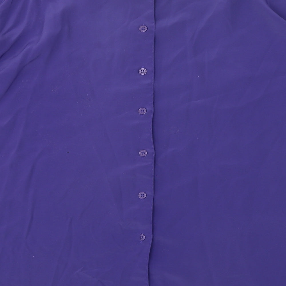 Classic Womens Purple Polyester Basic T-Shirt Size 24 Boat Neck