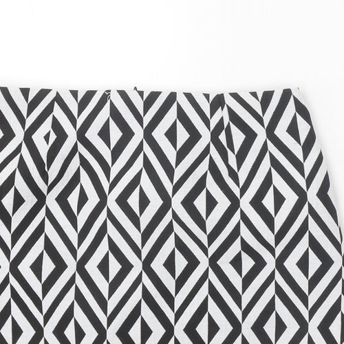 New Look Womens Black Geometric Polyester A-Line Skirt Size 6 Zip