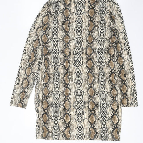 Mallisa Womens Brown Animal Print Viscose Mini One Size Boat Neck Pullover - Snake Print