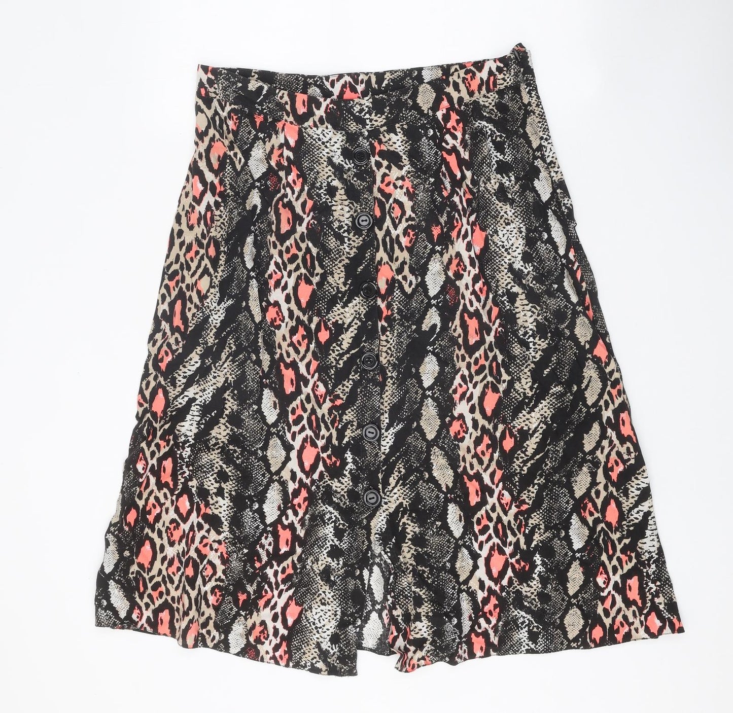 Papaya Womens Black Geometric Viscose A-Line Skirt Size 14 Zip