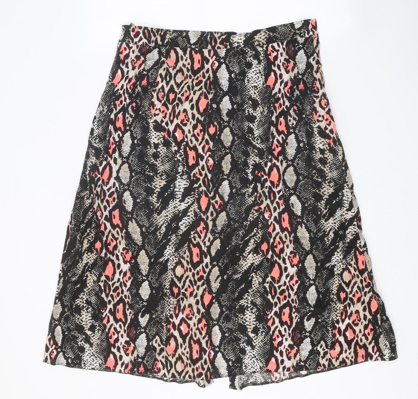 Papaya Womens Black Geometric Viscose A-Line Skirt Size 14 Zip