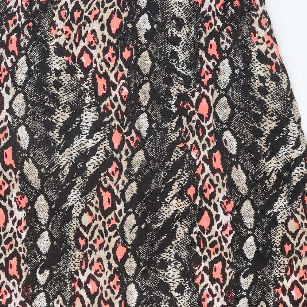 Papaya Womens Black Geometric Viscose A-Line Skirt Size 14 Zip