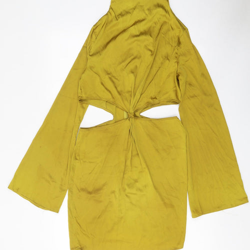 NANANA Womens Yellow Polyester Sheath Size 12 Mock Neck Zip