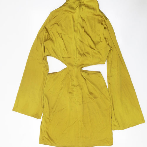 NANANA Womens Yellow Polyester Sheath Size 12 Mock Neck Zip