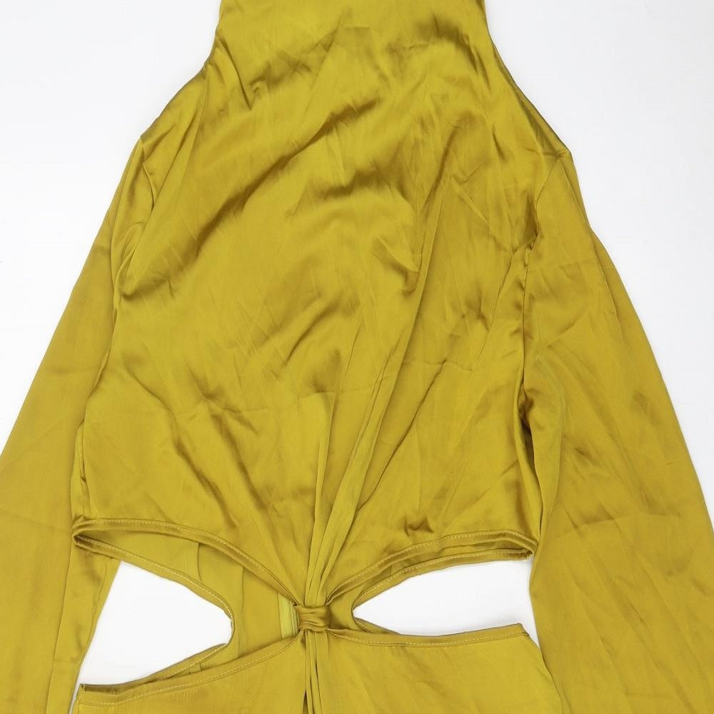 NANANA Womens Yellow Polyester Sheath Size 12 Mock Neck Zip