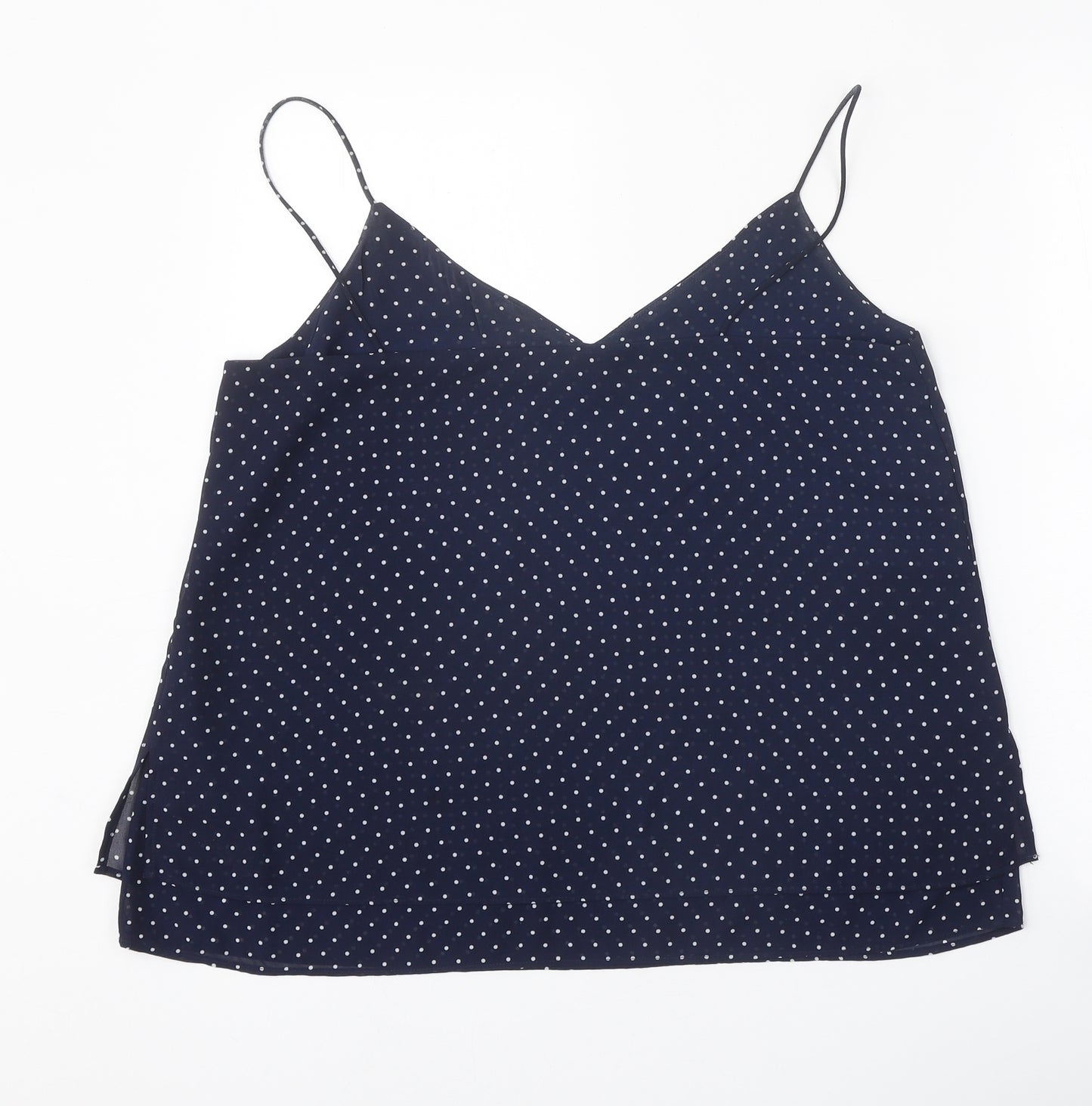 H&M Womens Blue Polka Dot Polyester Cropped Tank Size 14 V-Neck