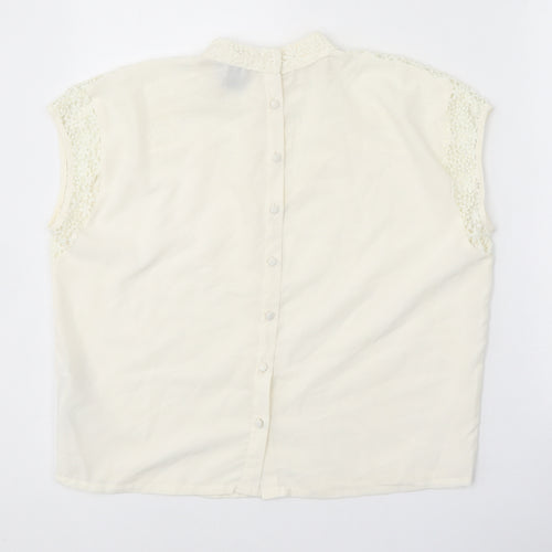 ASOS Womens White Polyester Basic Tank Size 6 Mock Neck - Lace Detail