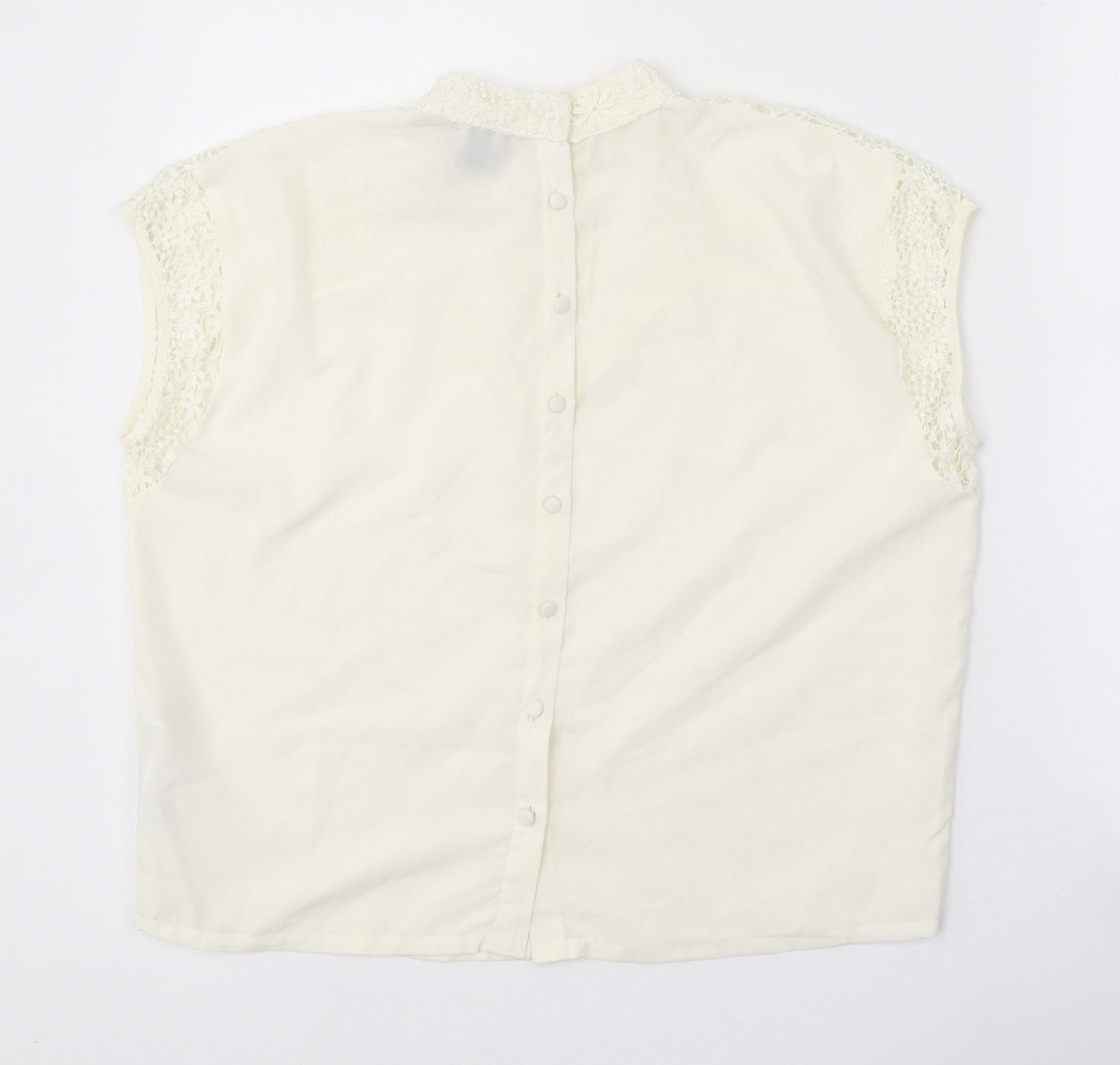 ASOS Womens White Polyester Basic Tank Size 6 Mock Neck - Lace Detail