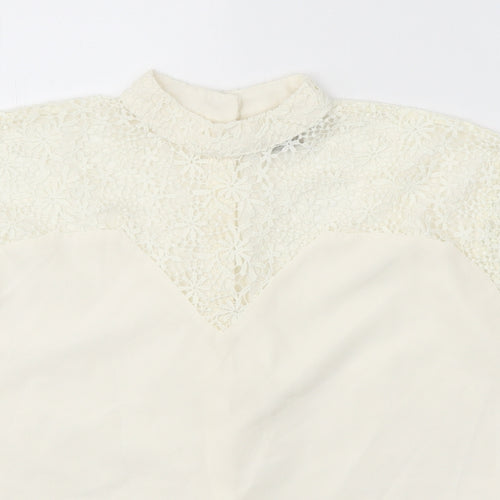 ASOS Womens White Polyester Basic Tank Size 6 Mock Neck - Lace Detail