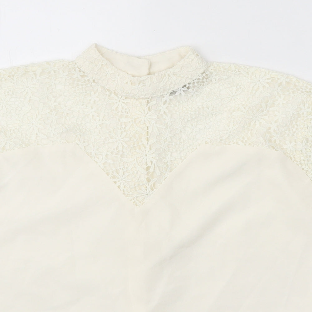 ASOS Womens White Polyester Basic Tank Size 6 Mock Neck - Lace Detail