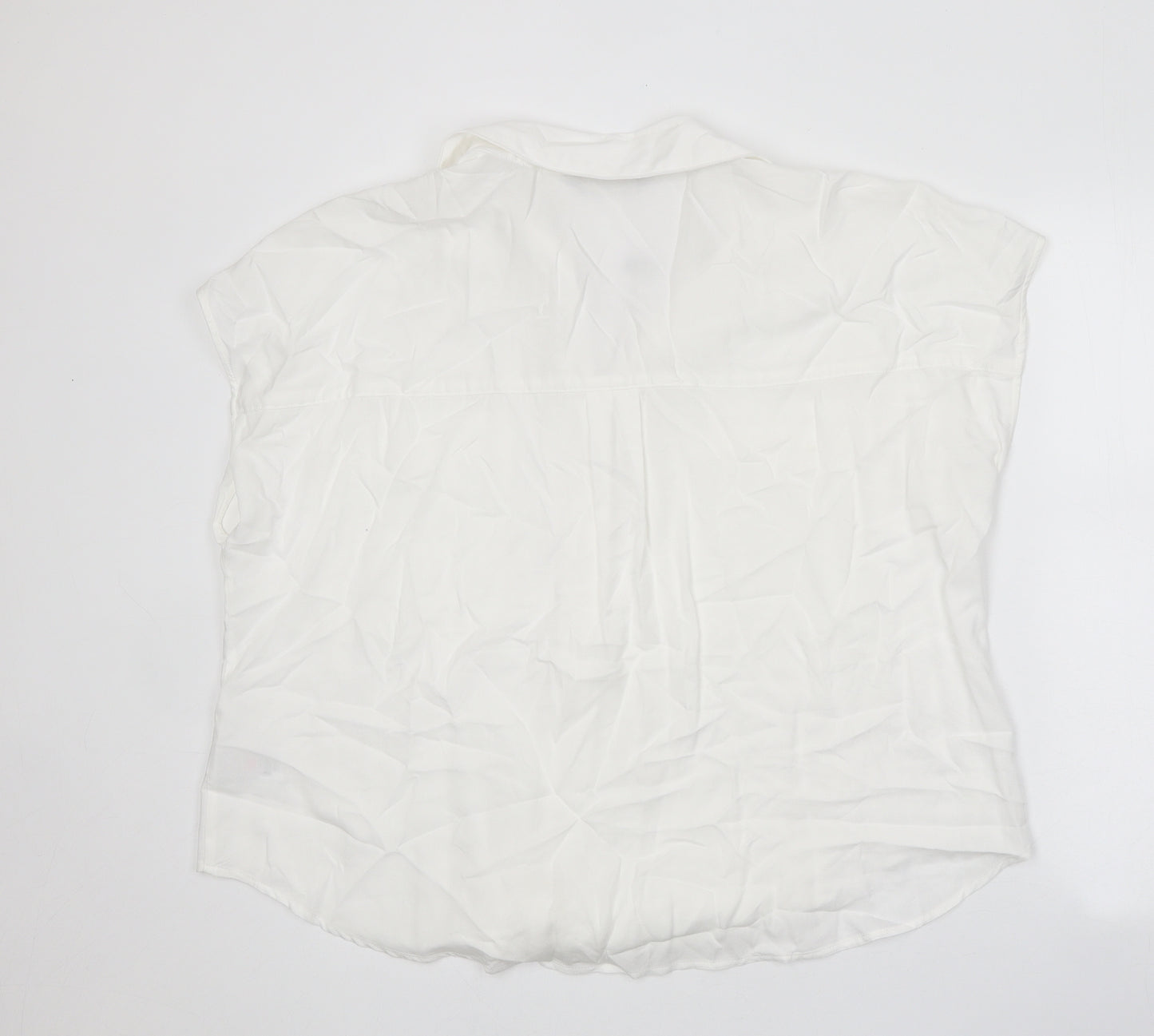 F&F Womens White Viscose Basic Button-Up Size 18 V-Neck