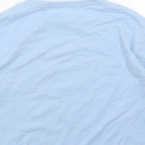 Disney Girls Blue Cotton Basic T-Shirt Size 6-7 Years Round Neck Pullover - Stitch Print