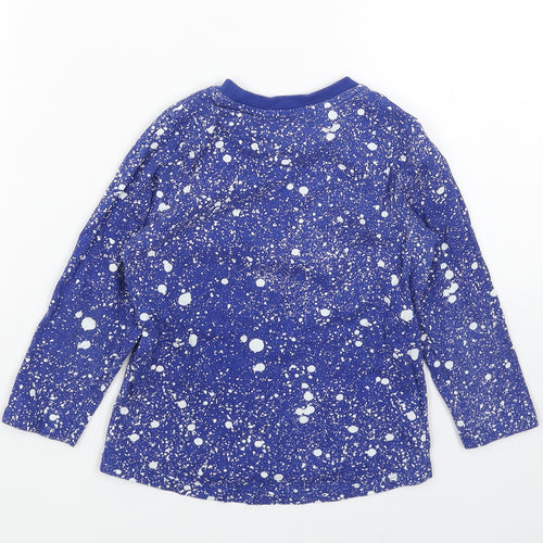 Studio Girls Blue Geometric Cotton Basic T-Shirt Size 3-4 Years Round Neck Pullover