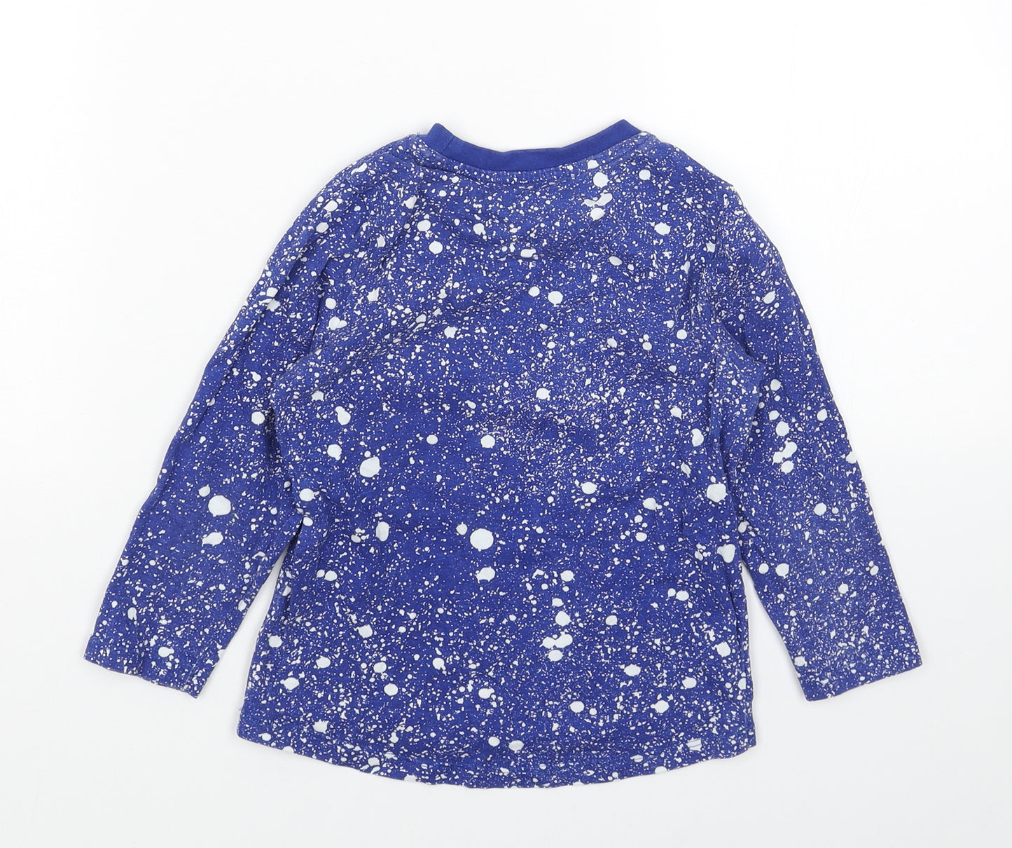 Studio Girls Blue Geometric Cotton Basic T-Shirt Size 3-4 Years Round Neck Pullover
