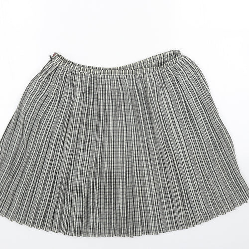 NEXT Womens Black Geometric Polyester Skater Skirt Size 10 Zip