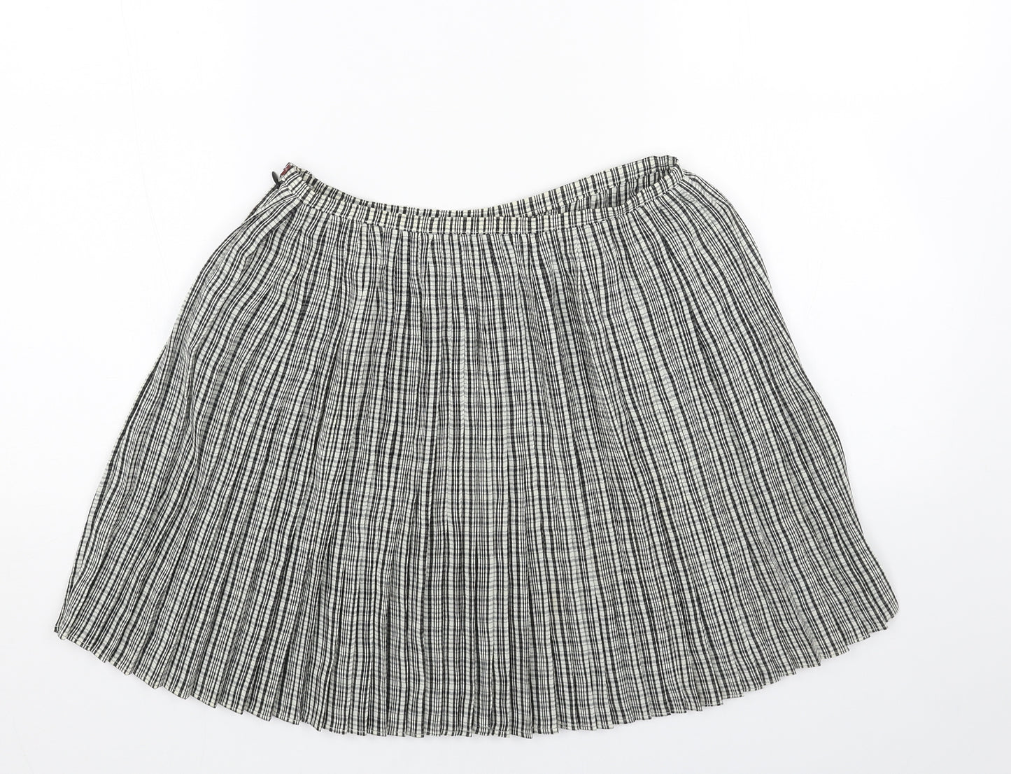 NEXT Womens Black Geometric Polyester Skater Skirt Size 10 Zip