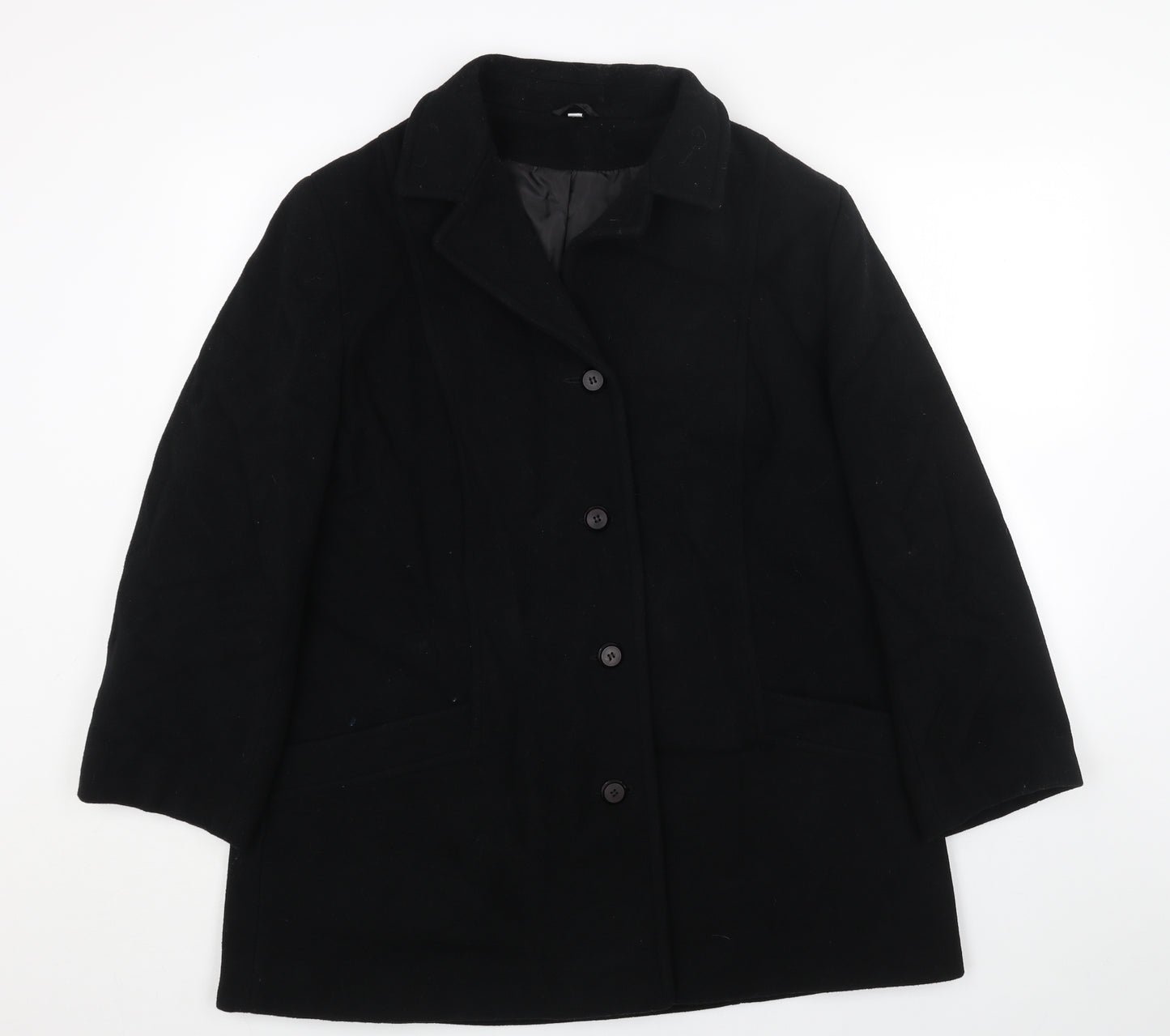 Bonmarché Womens Black Overcoat Coat Size 18 Button