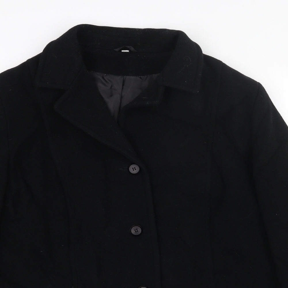 Bonmarché Womens Black Overcoat Coat Size 18 Button
