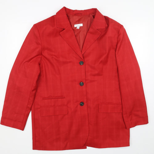 Topshop Womens Red Jacket Blazer Size 12 Button