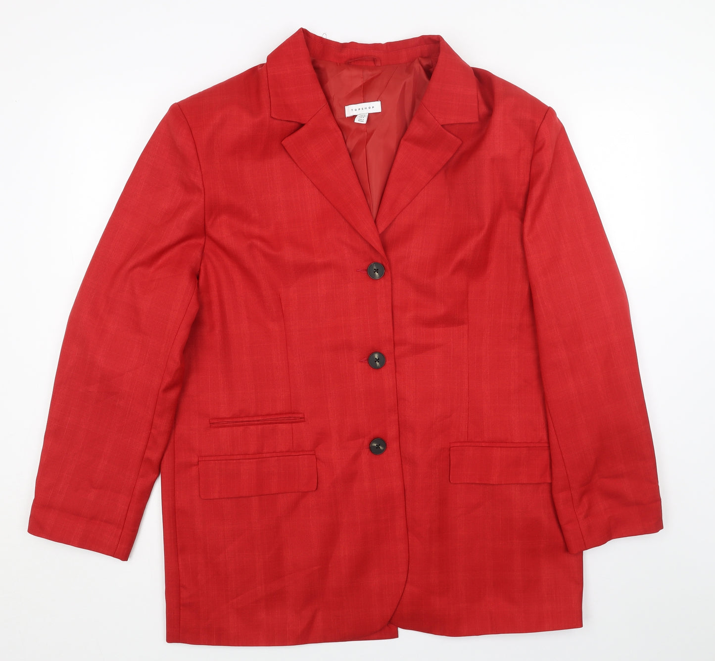 Topshop Womens Red Jacket Blazer Size 12 Button
