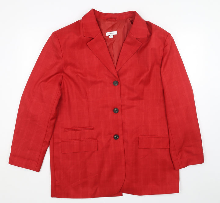 Topshop Womens Red Jacket Blazer Size 12 Button