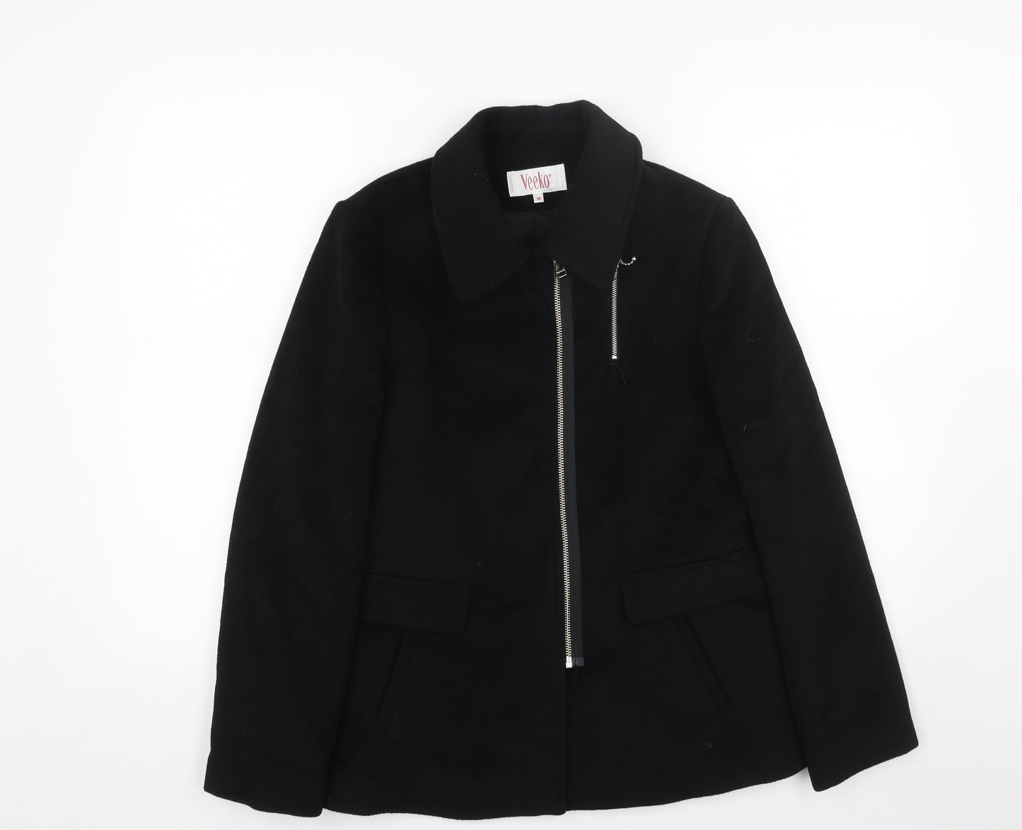 VEEKO Womens Black Pea Coat Coat Size 10 Zip