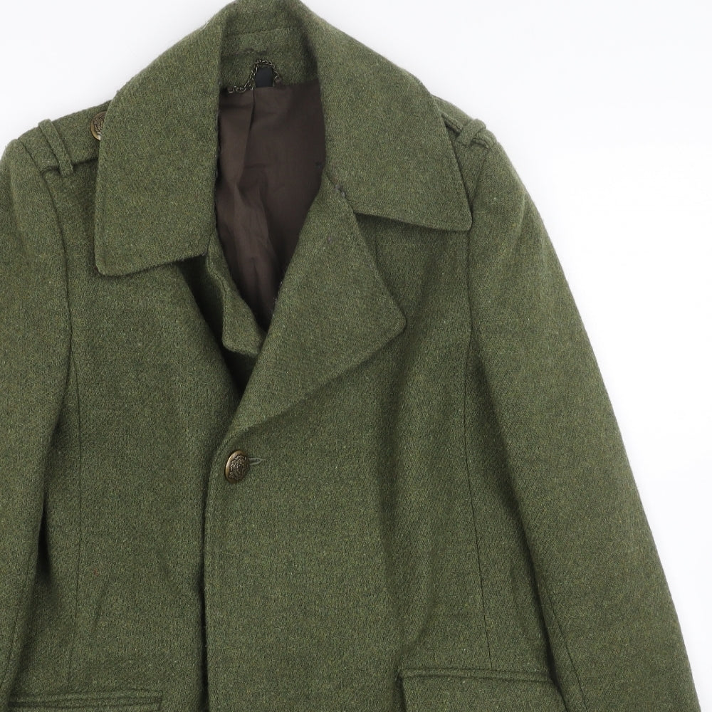 Preworn Womens Green Overcoat Jacket Size 10 Button