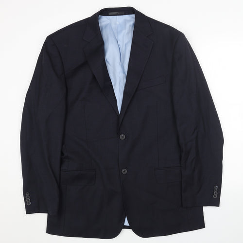 Preworn Mens Blue Polyester Jacket Blazer Size 42 Regular