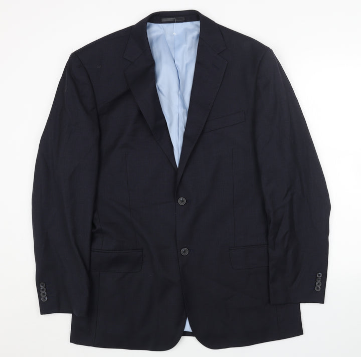 Preworn Mens Blue Polyester Jacket Blazer Size 42 Regular
