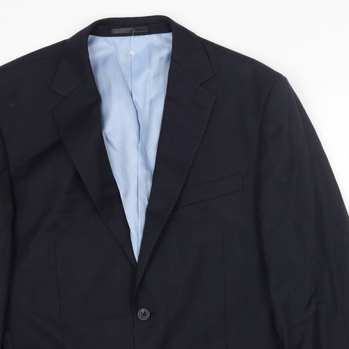 Preworn Mens Blue Polyester Jacket Blazer Size 42 Regular