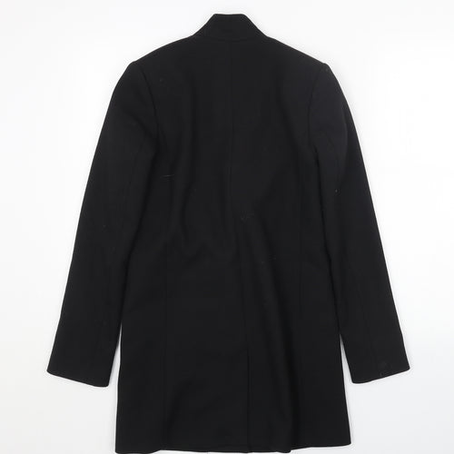 H&M Womens Black Overcoat Coat Size 4 Button