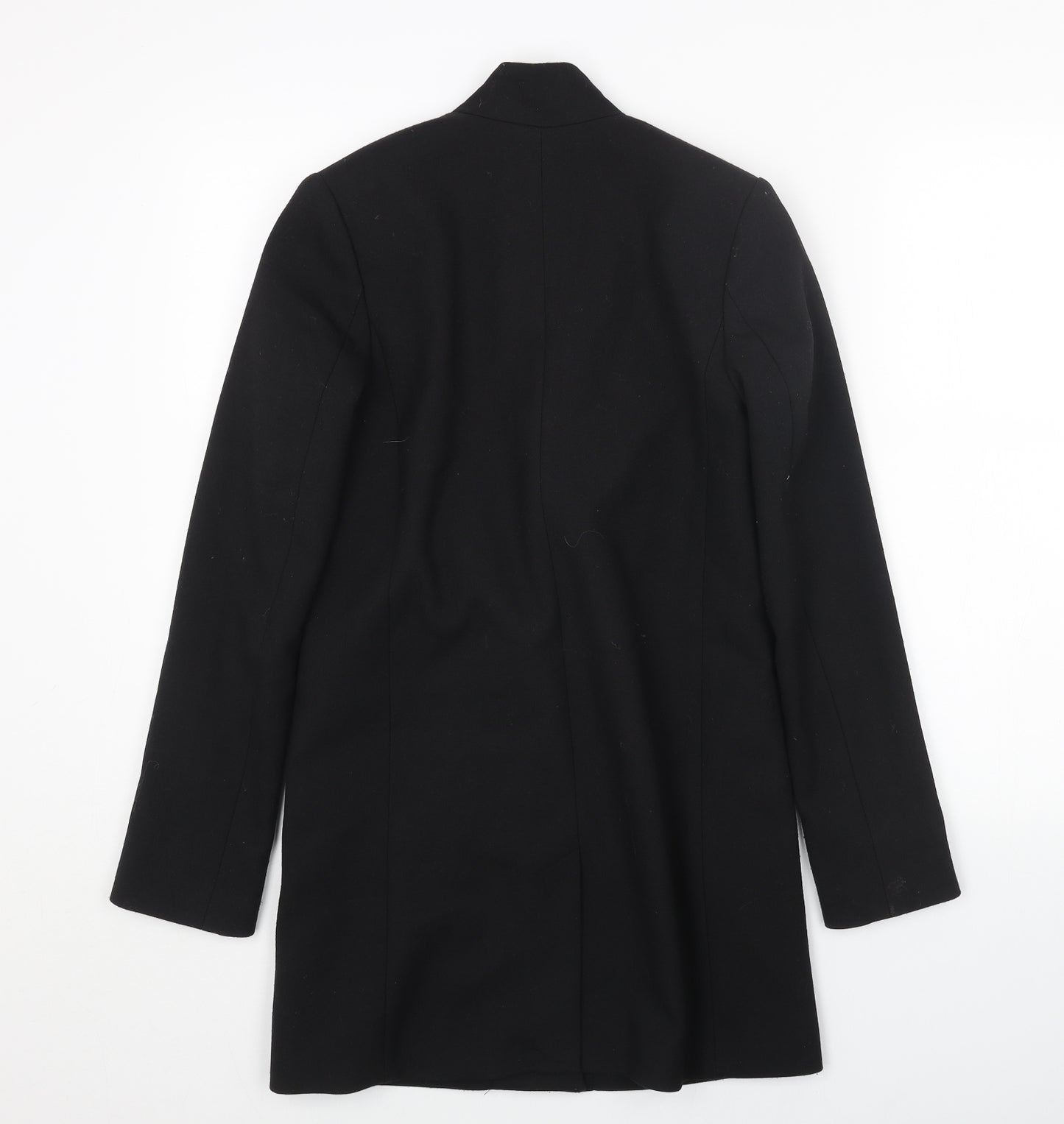 H&M Womens Black Overcoat Coat Size 4 Button