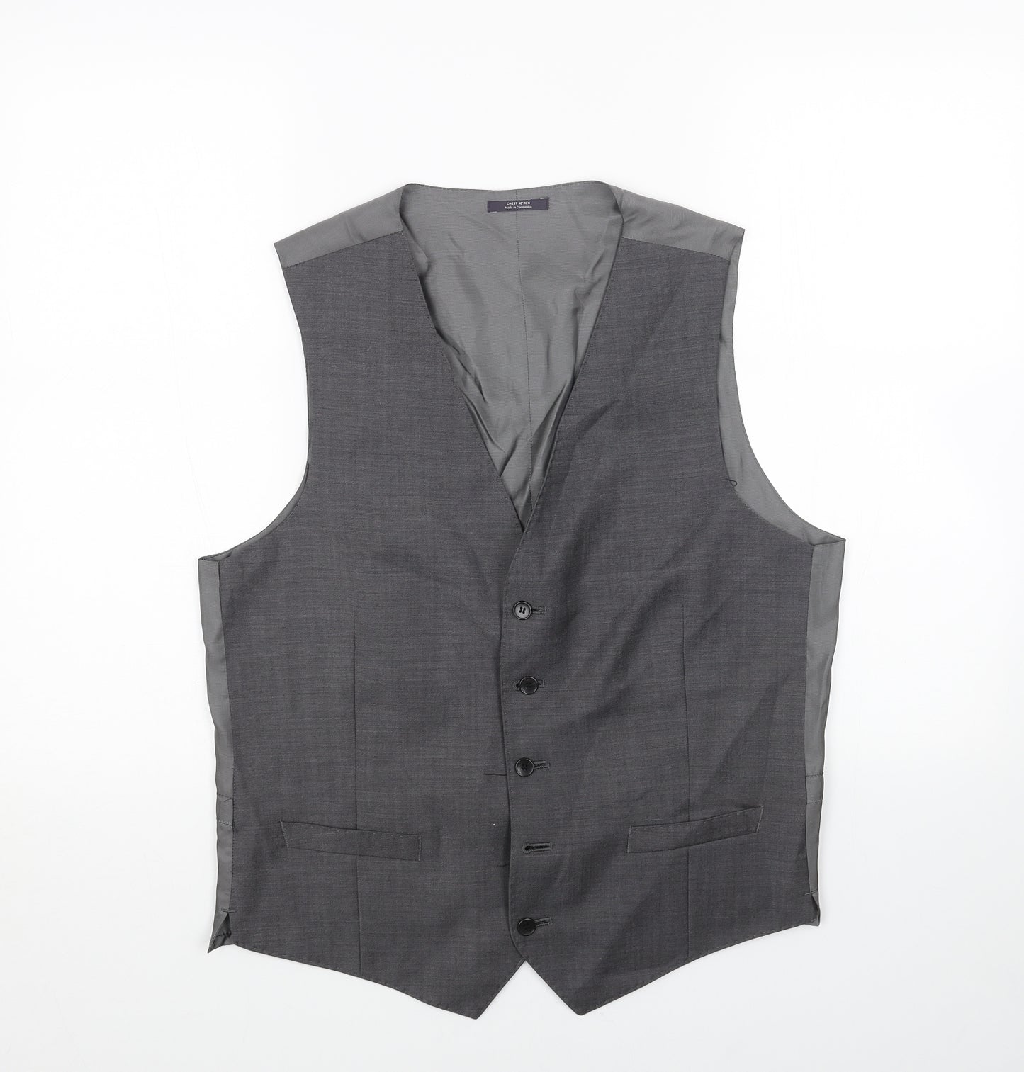Marks and Spencer Mens Grey Polyester Jacket Suit Waistcoat Size 40 Regular