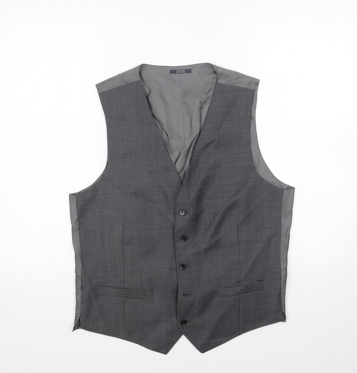Marks and Spencer Mens Grey Polyester Jacket Suit Waistcoat Size 40 Regular