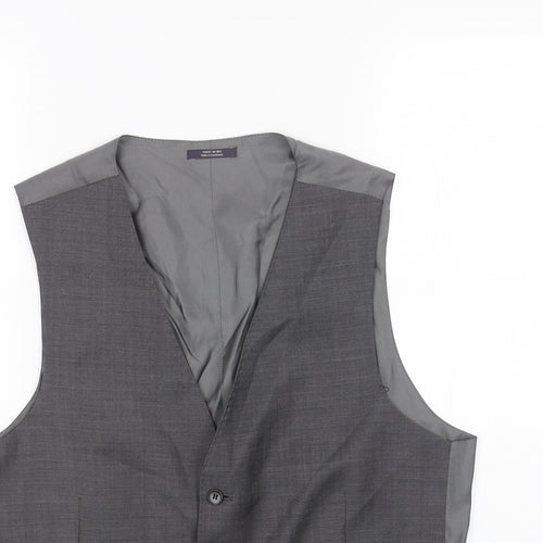 Marks and Spencer Mens Grey Polyester Jacket Suit Waistcoat Size 40 Regular