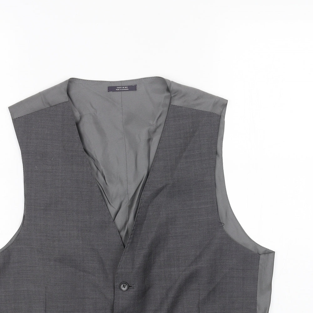 Marks and Spencer Mens Grey Polyester Jacket Suit Waistcoat Size 40 Regular