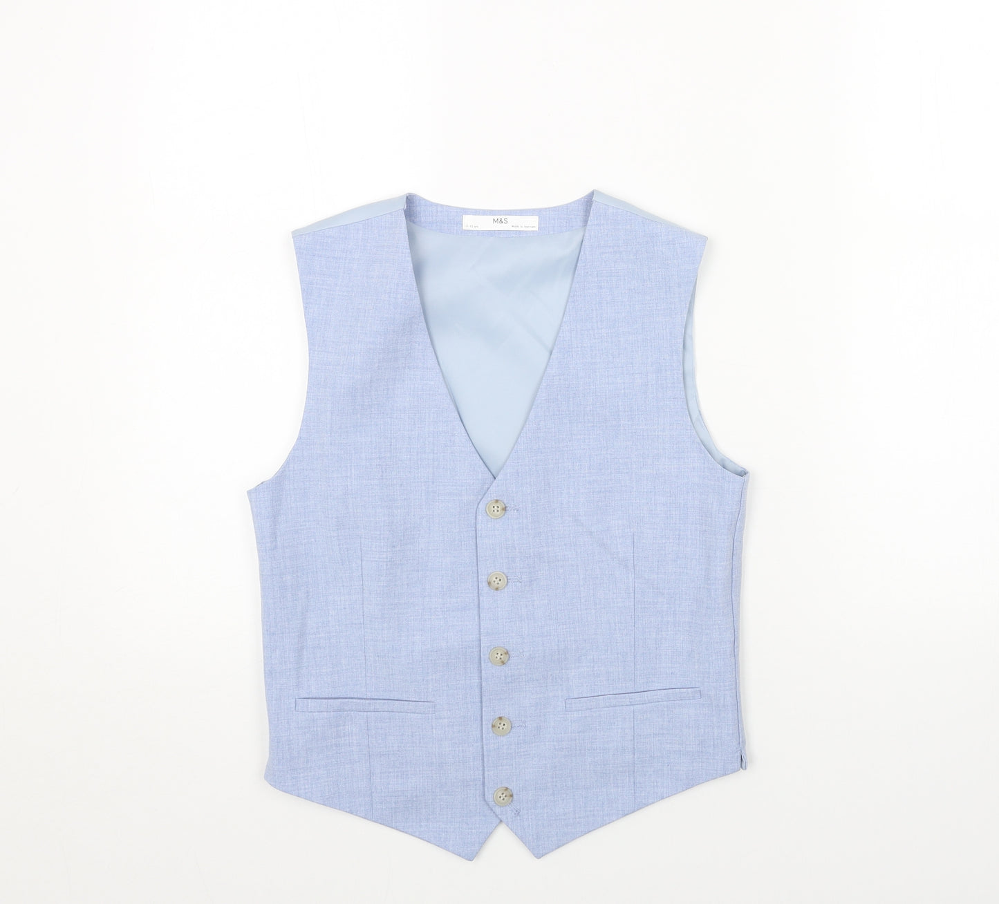 Marks and Spencer Boys Blue Jacket Waistcoat Size 11-12 Years Button