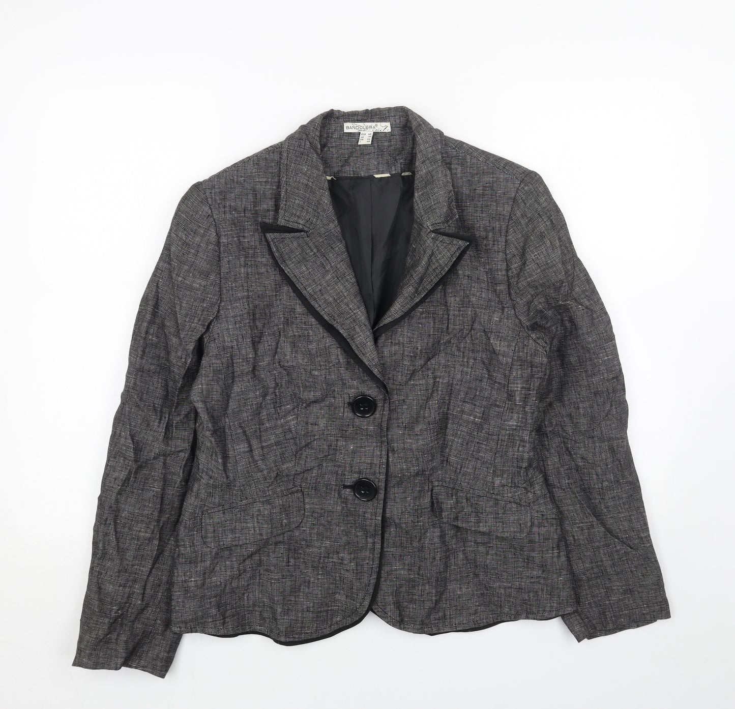 BANDOLERA Womens Grey Jacket Blazer Size 16 Button