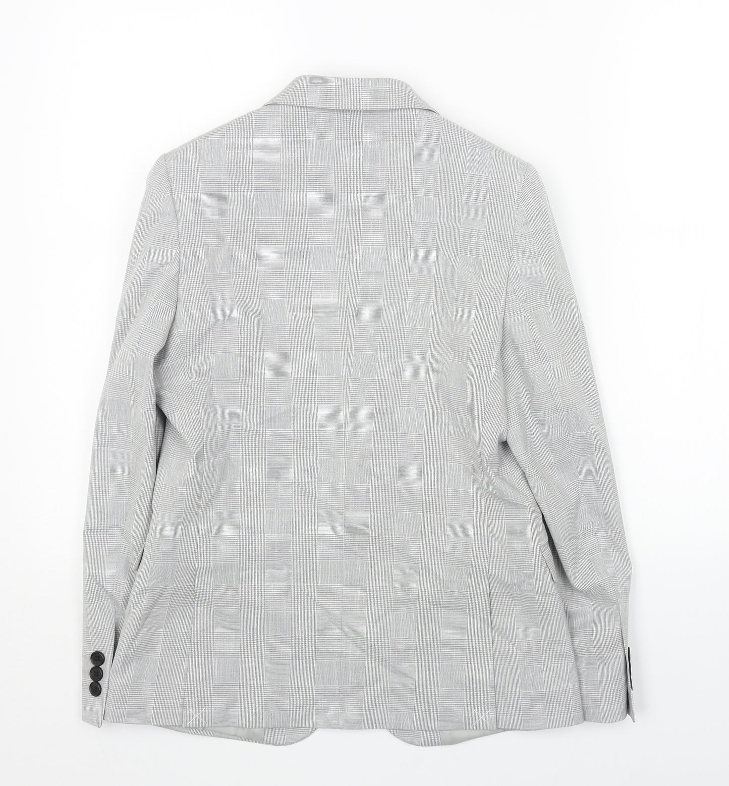 Marks and Spencer Boys Grey Plaid Jacket Blazer Size 11-12 Years Button