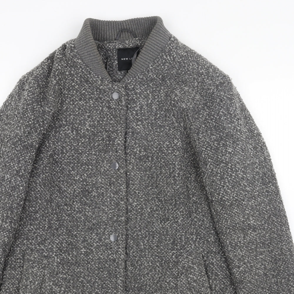New Look Womens Grey Overcoat Coat Size 10 Snap
