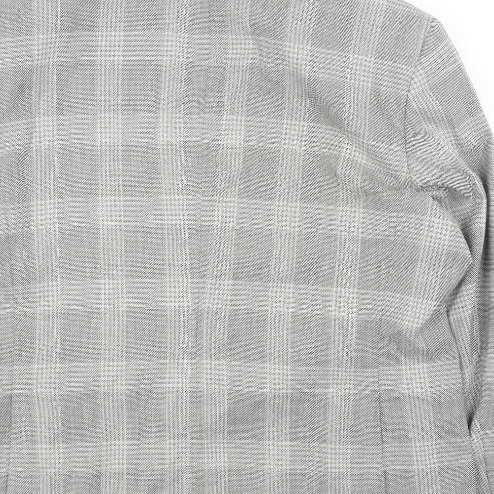 Marks and Spencer Mens Grey Plaid Viscose Jacket Blazer Size 46 Regular