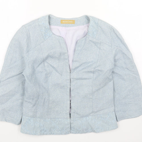 HELENA SORELL Womens Blue Jacket Blazer Size 10 Hook & Eye