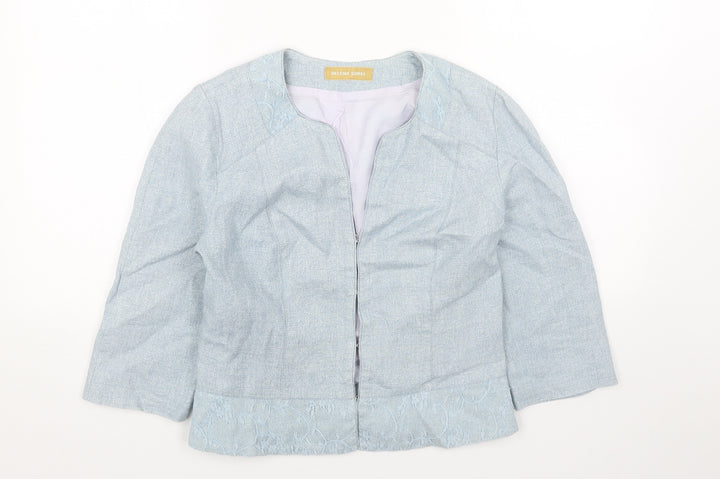 HELENA SORELL Womens Blue Jacket Blazer Size 10 Hook & Eye